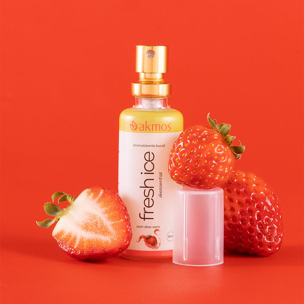 Aromatizante Bucal Fresh Ice com Aloe Vera - AKMOS - MORANGO