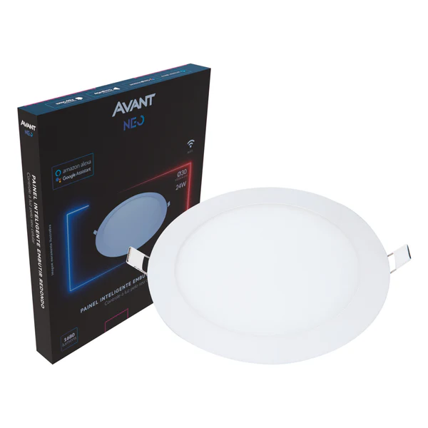 Painel Led Plafon Inteligente Embutir Wi-fi Neo Redondo 24w | Branco | 127/220V | AVANT