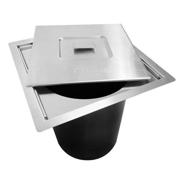 Lixeira Pia Cozinha Embutir Inox Quadrada 5 Litros | Tubrax